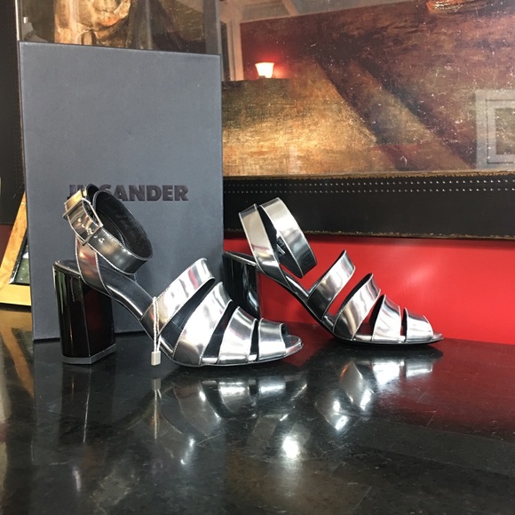 JIL SANDER Silver Strappy Heels 6.5 NIB and NWD! ➡️See description. - Picture 8 of 16